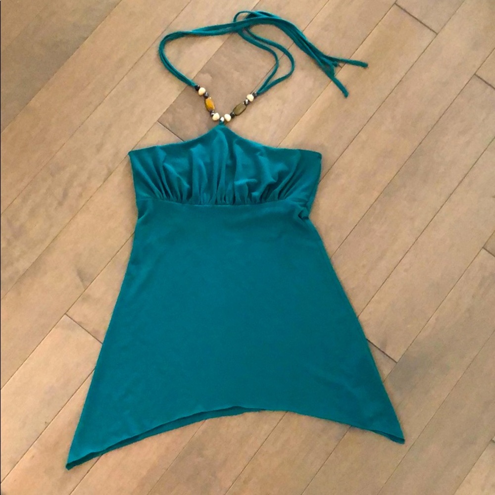 Arden B. Small halter tank smooth stone tie detail